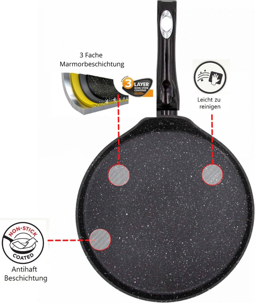 Pannenkoekenpan Antiaanbak - Inductie Marmer - 28cm Pannenkoekenpan Antiaanbak - Inductie Marmer - 28cm -Keuken Pot