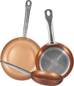 Merkloos Koekenpanset Copper Plus 20, 24 En 28 Cm -Keuken Pot 1034x1200