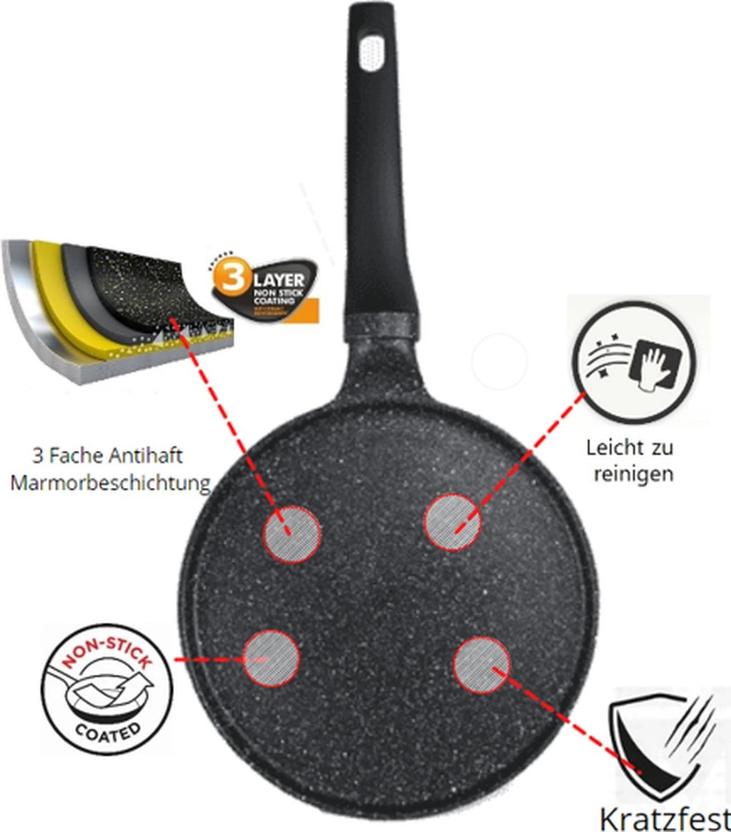 Cheffinger Pannenkoekenpan - Antiaanbaklaag - Krasbestendig - 28cm Cheffinger Pannenkoekenpan - Antiaanbaklaag - Krasbestendig - 28cm -Keuken Pot