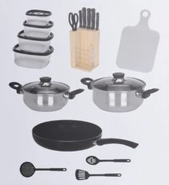 Excellent Houseware 18-delige Keukenset - RVS -Keuken Pot 1095x1200