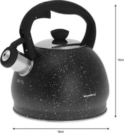 Fluitketel Inductie Gas Waterkoker 2.0 L ‘’Cosenza’’ Mat Zwart RVS -Keuken Pot 1108x1200 25