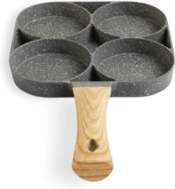 Magnani - Eierpan - 4 Bakplaten Van ⌀ 8 Cm - Voor Gas- En Elektrische Kookplaten - Aluminium - Houten Handvat - 38 X 18.7 X 2 Cm -Keuken Pot 1109x1200 4