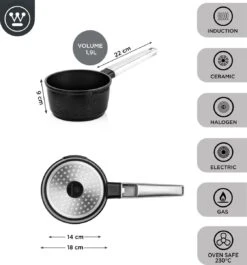 Westinghouse Performance Series - Steelpan Inductie 18cm - Zwart - Geschikt Voor Alle Warmtebronnen Inclusief Inductie En Ovenbestendig - Sauspan 4 Westinghouse Performance Series - Steelpan Inductie 18cm - Zwart - Geschikt Voor Alle Warmtebronnen Inclusief Inductie En Ovenbestendig - Sauspan -Keuken Pot 1120x1200 10