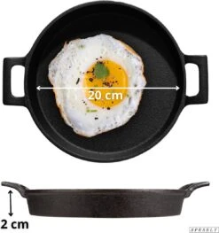 Spesely® Gietijzeren Pan Met Handvaten - Koekenpan - Hapjespan - Diameter 20cm - Gietijzeren Pan Bbq -Keuken Pot 1128x1200