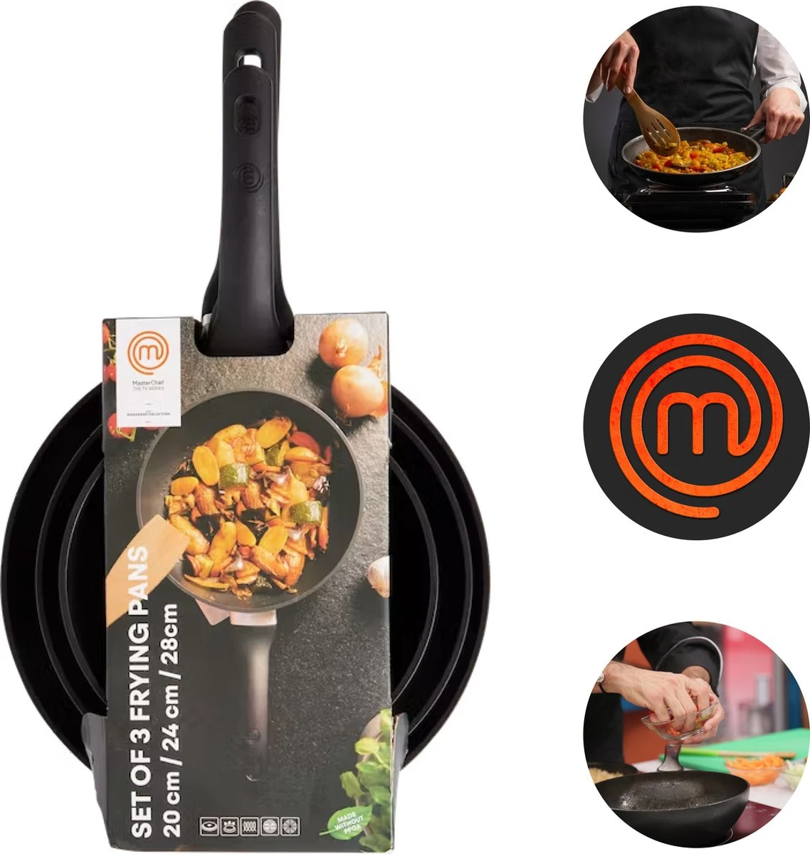 Masterchef Koekenpannen | Koekenpannenset 3 Stuks | Ø 20, 24 en 28 cm | Geschikt voor verschillende warmtebronnen | Inductie, Elektrisch, Gas en Keramisch Pannenset | Braadpannen | Vrij van PFOA Masterchef Koekenpannen | Koekenpannenset 3 Stuks | Ø 20, 24 En 28 Cm | Geschikt Voor Verschillende Warmtebronnen | Inductie, Elektrisch, Gas En Keramisch Pannenset | Braadpannen | Vrij Van PFOA -Keuken Pot 1138x1200 3