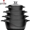 Smile 10 Delige Pannenset - Antiaanbaklaag - Vaatwasser Bestendig - Zwart 2 Smile 10 Delige Pannenset - Antiaanbaklaag - Vaatwasser Bestendig - Zwart -Keuken Pot 1152x1200