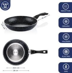 Westinghouse Koekenpan Inductie - Ø 28 Cm - Zwart Marmer -Keuken Pot 1176x1200 1