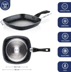 Westinghouse Grillpan - Ø 28 Cm - Zwart Marmer - Geschikt Voor Alle Warmtebronnen Inclusief Inductie - Steakpan Met Antiaanbaklaag- Aluminium -Keuken Pot 1176x1200 6
