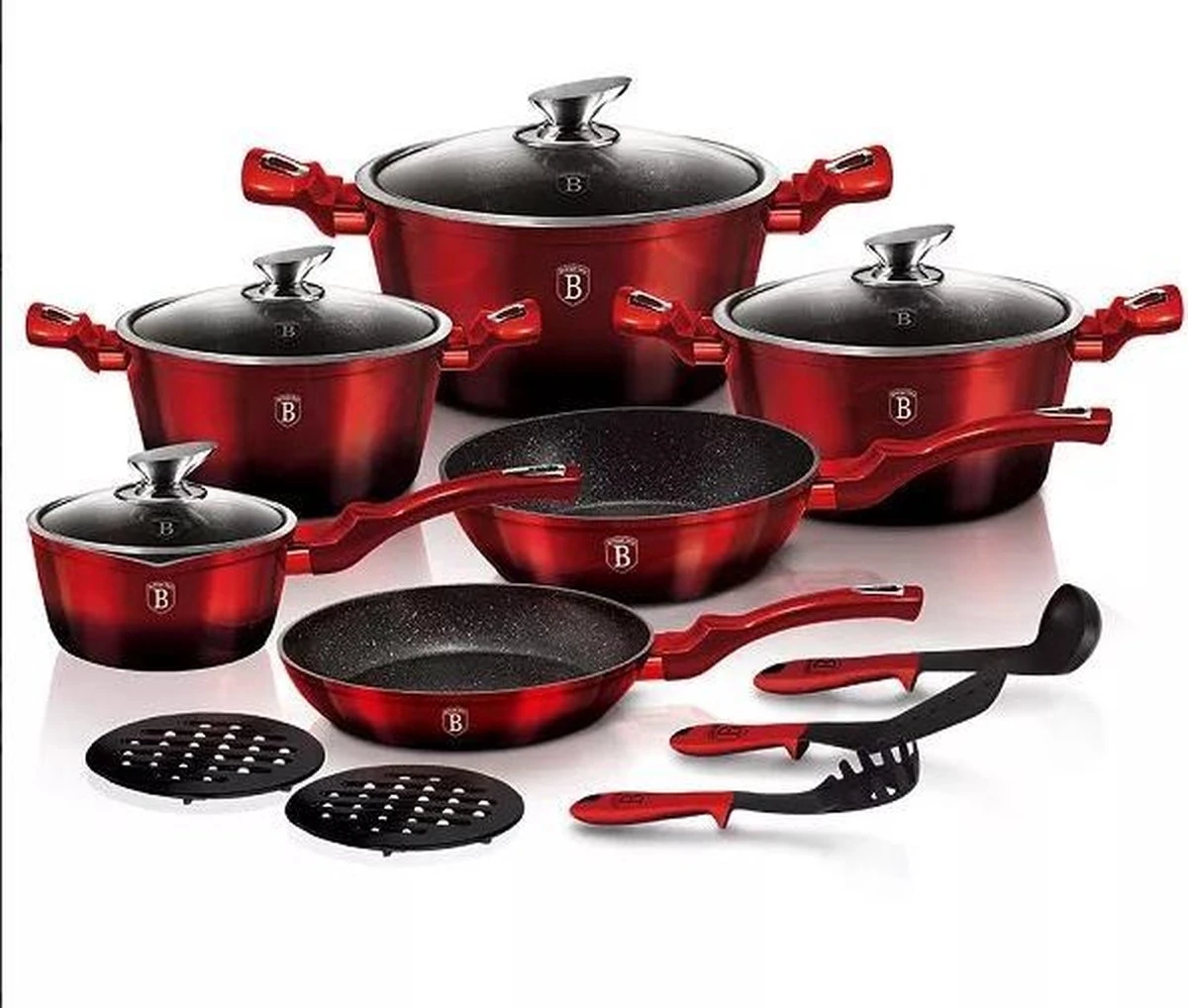 6-delige Balck Burgundy Pannen Set Bordeaux Rood met accessoires ook voor inductie 6-delige Balck Burgundy Pannen Set Bordeaux Rood Met Accessoires Ook Voor Inductie -Keuken Pot 1200x1018 1