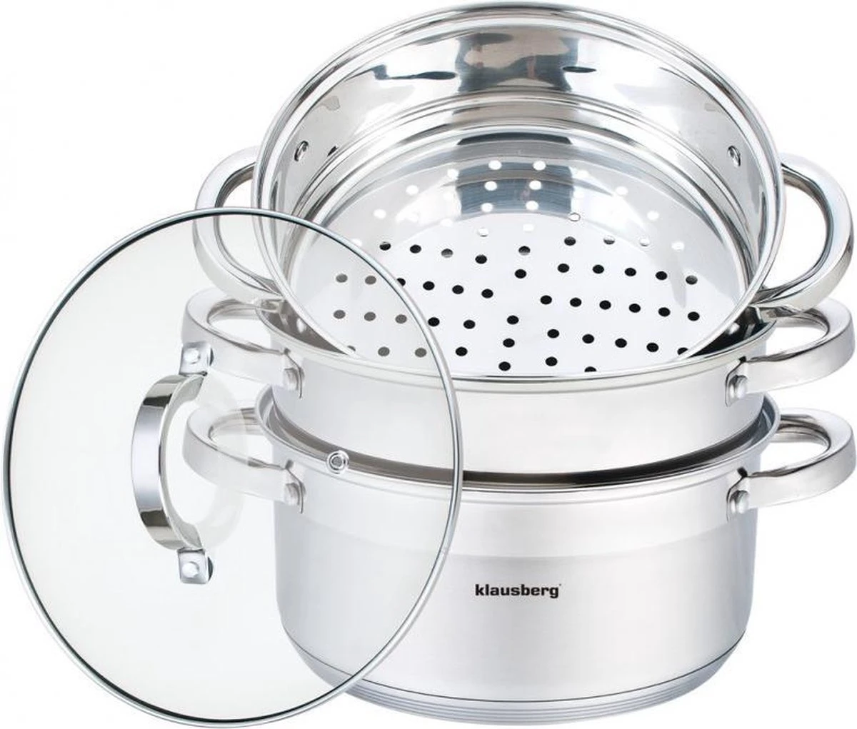 Stoompan - Rijst- en Groentestomer 4-Delig - Ø 22 cm - 4L - RVS Met Glasdeksel - FIRENZE Stoompan - Rijst- En Groentestomer 4-Delig - Ø 22 Cm - 4L - RVS Met Glasdeksel - FIRENZE -Keuken Pot 1200x1021 4