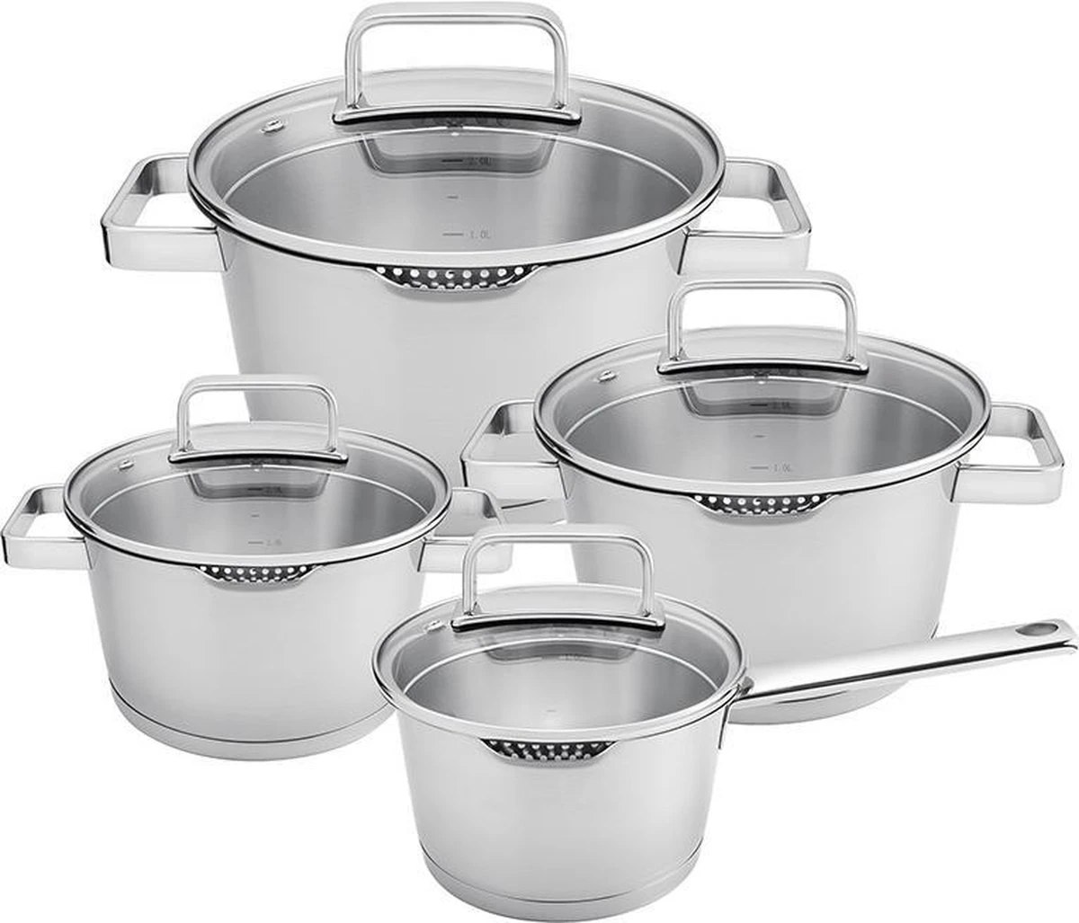 Sola Pannenset Diamond - 4 delig - Ø 16,16,18,20 cm - Zilver - RVS - Sandwichbodem Sola Pannenset Diamond - 4 Delig - Ø 16,16,18,20 Cm - Zilver - RVS - Sandwichbodem -Keuken Pot 1200x1027 1