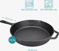 Navaris Gietijzeren Koekenpan - Braadpan Van Gietijzer - Ronde Skillet - Geschikt Voor Alle Warmtebronnen - Ø 30 Cm - Ovenbestendig Tot 260 Graden 6 Navaris Gietijzeren Koekenpan - Braadpan Van Gietijzer - Ronde Skillet - Geschikt Voor Alle Warmtebronnen - Ø 30 Cm - Ovenbestendig Tot 260 Graden -Keuken Pot 1200x1042 2
