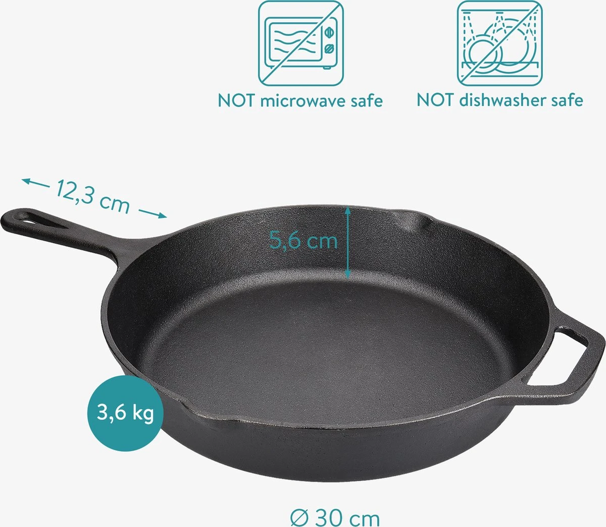 Navaris gietijzeren koekenpan - Braadpan van gietijzer - Ronde skillet - Geschikt voor alle warmtebronnen - Ø 30 cm - Ovenbestendig tot 260 graden Navaris Gietijzeren Koekenpan - Braadpan Van Gietijzer - Ronde Skillet - Geschikt Voor Alle Warmtebronnen - Ø 30 Cm - Ovenbestendig Tot 260 Graden -Keuken Pot 1200x1042 2