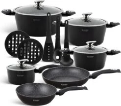 Edënbërg Black Line - 15-delige Luxe Pannenset Van Gesmeed Aluminium