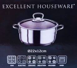 KOOPMAN Roestvrijstalen Pan 4,5 Liter - Met Glazen Deksel 4 KOOPMAN Roestvrijstalen Pan 4,5 Liter - Met Glazen Deksel -Keuken Pot 1200x1064