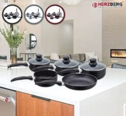 Herzberg HG-5003BK: 8 Pieces Marble Cookware Set - Black -Keuken Pot 1200x1109 4