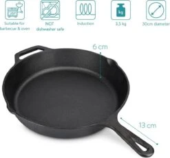 Navaris Gietijzeren Koekenpan - Braadpan Van Gietijzer - Ronde Skillet - Geschikt Voor Alle Warmtebronnen - Ø 30 Cm - Ovenbestendig Tot 260 Graden 4 Navaris Gietijzeren Koekenpan - Braadpan Van Gietijzer - Ronde Skillet - Geschikt Voor Alle Warmtebronnen - Ø 30 Cm - Ovenbestendig Tot 260 Graden -Keuken Pot 1200x1115