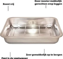 YUGN Braadslede Ovenschaal Braadslee Oven - Braadslede Met Rooster Voor Ovengerechten - Roestvrijstaal En 36x27x7CM - Cadeau Tip 4 YUGN Braadslede Ovenschaal Braadslee Oven - Braadslede Met Rooster Voor Ovengerechten - Roestvrijstaal En 36x27x7CM - Cadeau Tip -Keuken Pot 1200x1124 3