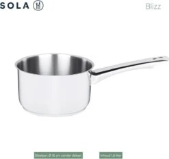 Sola Pannenset Blizz - 4 Delig - Ø Cm - Zilver - RVS - Sandwichbodem -Keuken Pot 1200x1129