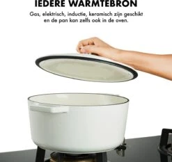 MOA Gietijzeren Braadpan - Inhoud 7,2 Liter - 30CM - Rond - Alle Warmtebronnen - Ook Voor Inductie - Gewicht 7,3 Kg - Wit - C30W -Keuken Pot 1200x1131 2