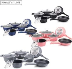 Royalty Line 10-delige Pannenset-- RVS - Gietijzer- Roze -Keuken Pot 1200x1137 1