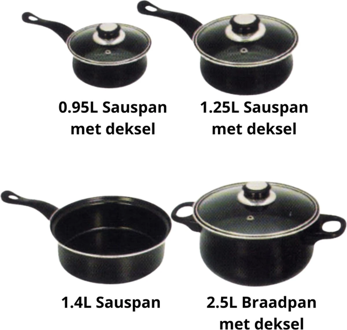 Prima Pannenset 7 delig - Kleine Pannen - Zwart - Antiaanbaklaag - Kookset - Met Deksel - Kookpannen - Sauspan - Cadeau voor Man en Vrouw Prima Pannenset 7 Delig - Kleine Pannen - Zwart - Antiaanbaklaag - Kookset - Met Deksel - Kookpannen - Sauspan - Cadeau Voor Man En Vrouw -Keuken Pot