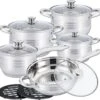 Swiss - Pannenset Inductie 12-delig - Glazen Deksel - RVS Pan / Steelpan / Koekenpan - PFAS-vrij -Keuken Pot 1200x1143