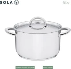 Sola Pannenset Blizz - 4 Delig - Ø Cm - Zilver - RVS - Sandwichbodem -Keuken Pot 1200x1160