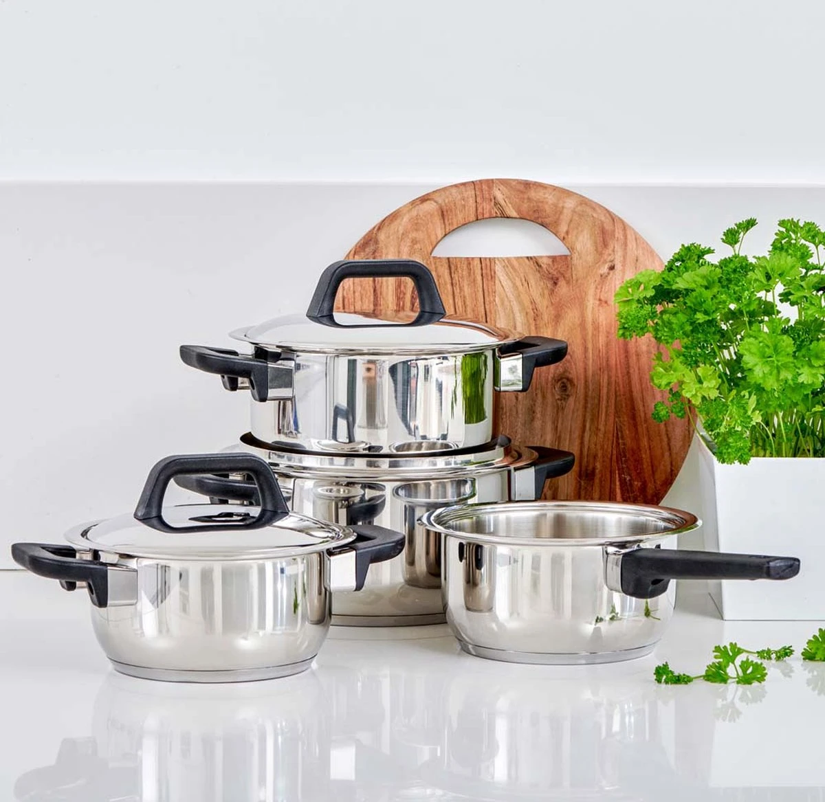 Gero Erik kookpannenset - 4-delig - RVS - inductie Gero Erik Kookpannenset - 4-delig - RVS - Inductie -Keuken Pot