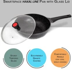 Marble Coating Wokpan Inductie - Met Glazen Deksel - Zwart - 30 Cm 7 Marble Coating Wokpan Inductie - Met Glazen Deksel - Zwart - 30 Cm -Keuken Pot 1200x1169 2