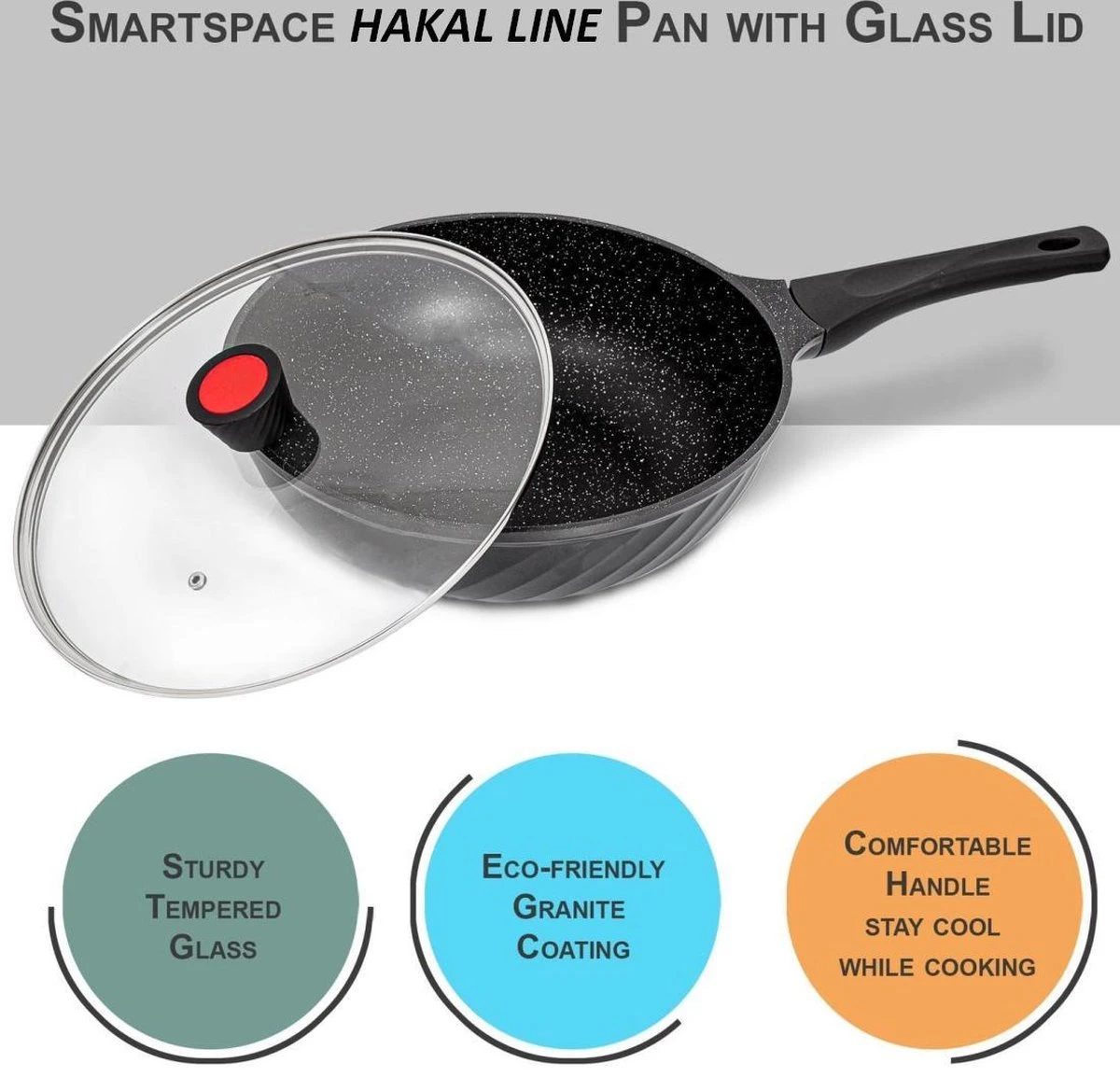 Marble Coating Wokpan Inductie - met glazen deksel - Zwart - 30 cm Marble Coating Wokpan Inductie - Met Glazen Deksel - Zwart - 30 Cm -Keuken Pot 1200x1169 2