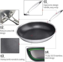 Honingraat Heavy Duty Anti-aanbak Koekenpan - Steelpan - Wok - Met Deksel 30 Cm - Gas - Elektrisch - Inductie - Oven 9 Honingraat Heavy Duty Anti-aanbak Koekenpan - Steelpan - Wok - Met Deksel 30 Cm - Gas - Elektrisch - Inductie - Oven -Keuken Pot 1200x1177 2