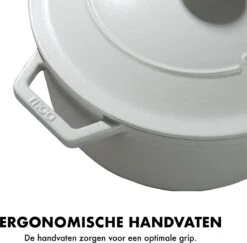 MOA Gietijzeren Braadpan - Inhoud 7,2 Liter - 30CM - Rond - Alle Warmtebronnen - Ook Voor Inductie - Gewicht 7,3 Kg - Wit - C30W -Keuken Pot 1200x1181 13