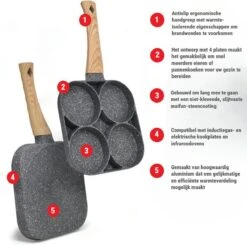 Professionele Koekenpan - Inductie - Voor Eieren / Pannekoeken / Hamburgers - Bakpan - Pan Voor 4 Eieren - Crepe Maker - Pannenkoekenmaker - Braadpan - Anti Aanbaklaag -Keuken Pot 1200x1188 1