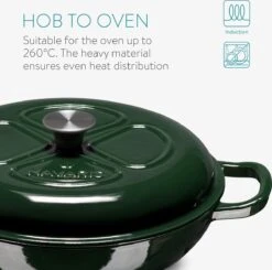 Navaris Gietijzeren Stoofpan Met Deksel- 3,5 Liter Gietijzeren Ovenschaal Van Email - Geschikt Voor Alle Warmtebronnen - Groen -Keuken Pot 1200x1189 4