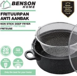 Benson Frituurpan Met Korf - Ø 26 Cm - Carbonstaal Met Marmer Coating -Keuken Pot 1200x1192 2