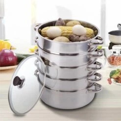 Service96 - Stoompan - 5 Lagen - Roestvrij Staal - Dikke Stoompan - Soeppan - Universele Kookpotten - Voor Inductiekookplaat, Gasfornuis - Kookgerei -Keuken Pot 1200x1198 40