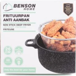 Benson Frituurpan Met Korf - Ø 26 Cm - Carbonstaal Met Marmer Coating -Keuken Pot 1200x1199 27