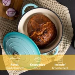 Chefarone Gietijzeren Pan - Braadpan Inclusief Deksel - Geschikt Voor Alle Warmtebronnen - Geëmailleerd Blauw -Keuken Pot 1200x1200 1002