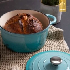 Chefarone Gietijzeren Pan - Braadpan Inclusief Deksel - Geschikt Voor Alle Warmtebronnen - Geëmailleerd Blauw -Keuken Pot 1200x1200 1006