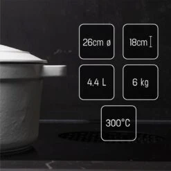 Daumonet Carême Blanc Gietijzeren Braadpan - Sudderpan Wit - Rond - Ø 26 Cm - 4,4 Liter - 100% PFAS & PFOA Vrij - Emaille - Geschikt Voor Alle Warmtebronnen - Elektrisch - Gas - Halogeen - Inductie - Keramisch - Vaatwasserbestendig 8 Daumonet Carême Blanc Gietijzeren Braadpan - Sudderpan Wit - Rond - Ø 26 Cm - 4,4 Liter - 100% PFAS & PFOA Vrij - Emaille - Geschikt Voor Alle Warmtebronnen - Elektrisch - Gas - Halogeen - Inductie - Keramisch - Vaatwasserbestendig -Keuken Pot 1200x1200 1040