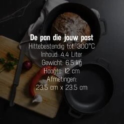 Daumonet Ducasse Gietijzeren Double Use Braadpan - Combi Sudderpan Zwart - 2-in-1 Bak- En Braadpan - PFAS & PFOA Vrij - Rond - Ø 26 Cm - 4,4 Liter - Emaille - Alle Warmtebronnen - Elektrisch - Gas - Halogeen - Inductie - Keramisch -Keuken Pot 1200x1200 1076