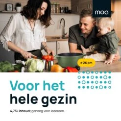 MOA Gietijzeren Braadpan - Inhoud 4,75 Liter - 26CM - Rond - Alle Warmtebronnen - Ook Voor Inductie - Gewicht 5,8 Kg - Olijfgroen - MC26OG -Keuken Pot 1200x1200 1082