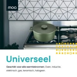 MOA Gietijzeren Braadpan - Inhoud 4,75 Liter - 26CM - Rond - Alle Warmtebronnen - Ook Voor Inductie - Gewicht 5,8 Kg - Olijfgroen - MC26OG -Keuken Pot 1200x1200 1083
