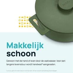 MOA Gietijzeren Braadpan - Inhoud 4,75 Liter - 26CM - Rond - Alle Warmtebronnen - Ook Voor Inductie - Gewicht 5,8 Kg - Olijfgroen - MC26OG -Keuken Pot 1200x1200 1084
