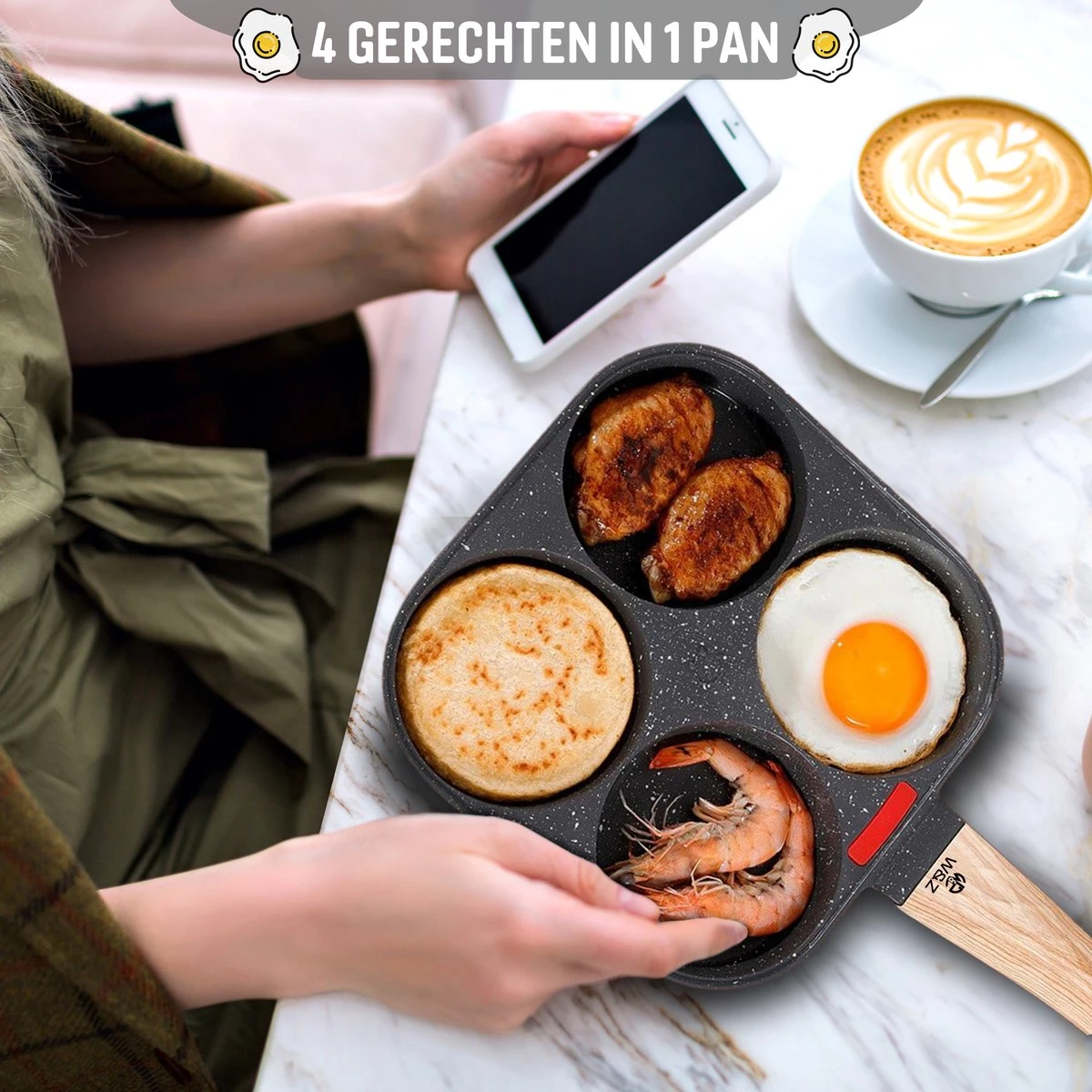 W&Z® Pannenkoekenpan Inductie - Pancake Pan - Omeletpan - Omeletmaker -Eierpan- anti aanbak - 4 vakjes W&Z® Pannenkoekenpan Inductie - Pancake Pan - Omeletpan - Omeletmaker -Eierpan- Anti Aanbak - 4 Vakjes -Keuken Pot 1200x1200 1099