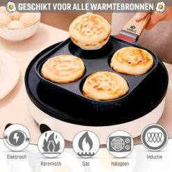 W&Z® Pannenkoekenpan Inductie - Pancake Pan - Omeletpan - Omeletmaker -Eierpan- Anti Aanbak - 4 Vakjes 7 W&Z® Pannenkoekenpan Inductie - Pancake Pan - Omeletpan - Omeletmaker -Eierpan- Anti Aanbak - 4 Vakjes -Keuken Pot 1200x1200 1100