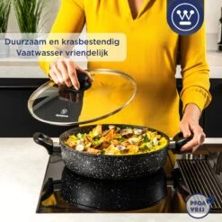 Westinghouse Hapjespan Inductie - Ø 28 Cm - Zwart Marmer - Met Deksel -Keuken Pot 1200x1200 1292