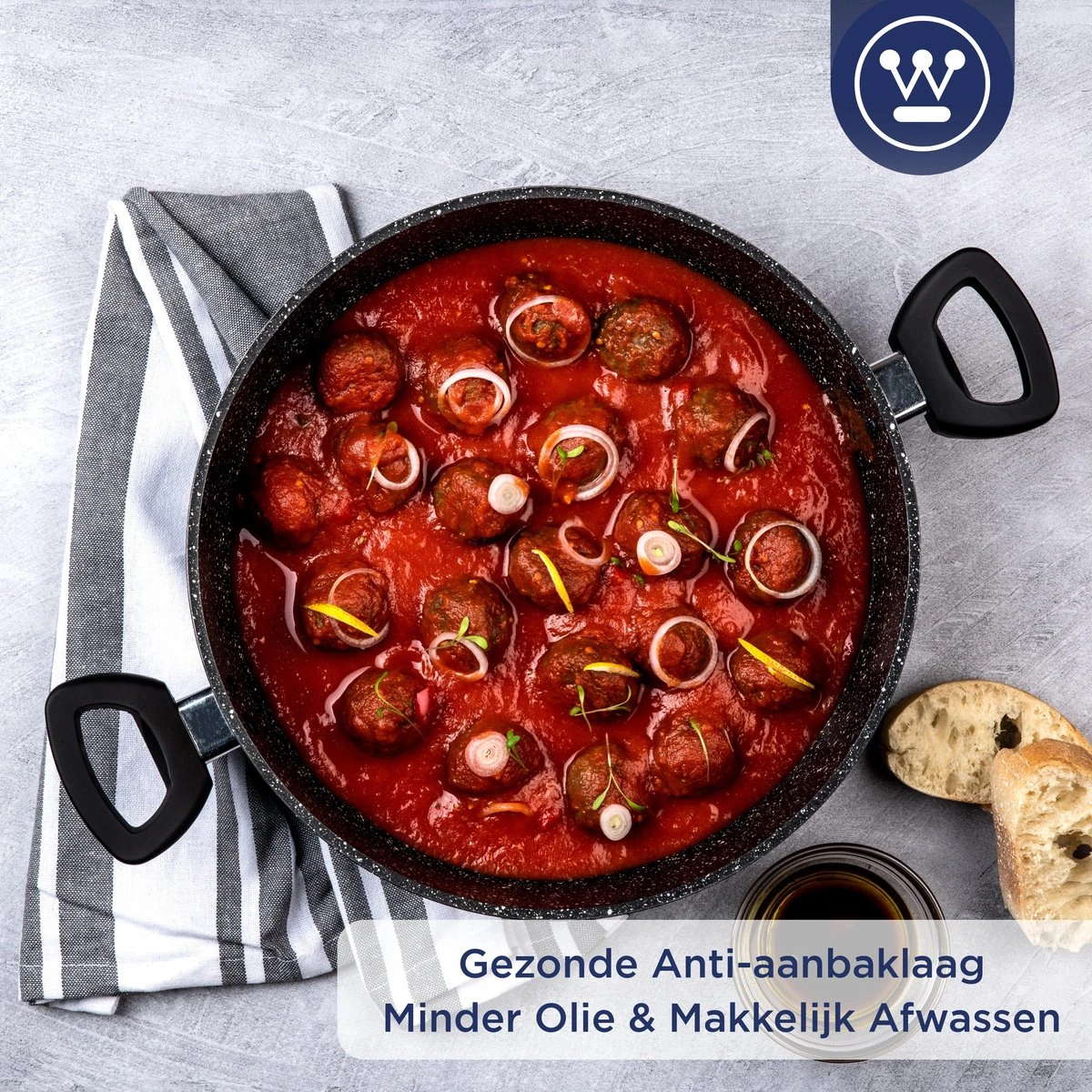 Westinghouse Hapjespan Inductie - Ø 32 cm - Zwart Marmer - Met Deksel Westinghouse Hapjespan Inductie - Ø 32 Cm - Zwart Marmer - Met Deksel -Keuken Pot 1200x1200 1297