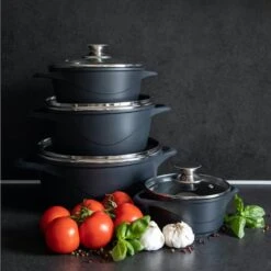 Smile 10 Delige Pannenset - Antiaanbaklaag - Vaatwasser Bestendig - Zwart -Keuken Pot 1200x1200 1375